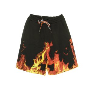Flames Black Men's Tracksuit Shorts