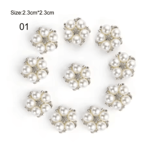 Flower Rhinestone Pearl Buttons Set for Wedding & DIY Decorations