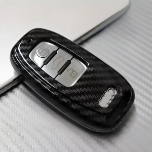 Glossy Black Audi Key Fob Shell Carbon Fiber Cover