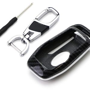 Glossy Carbon Fiber Key Fob Cover for Ford Lincoln Smart Key