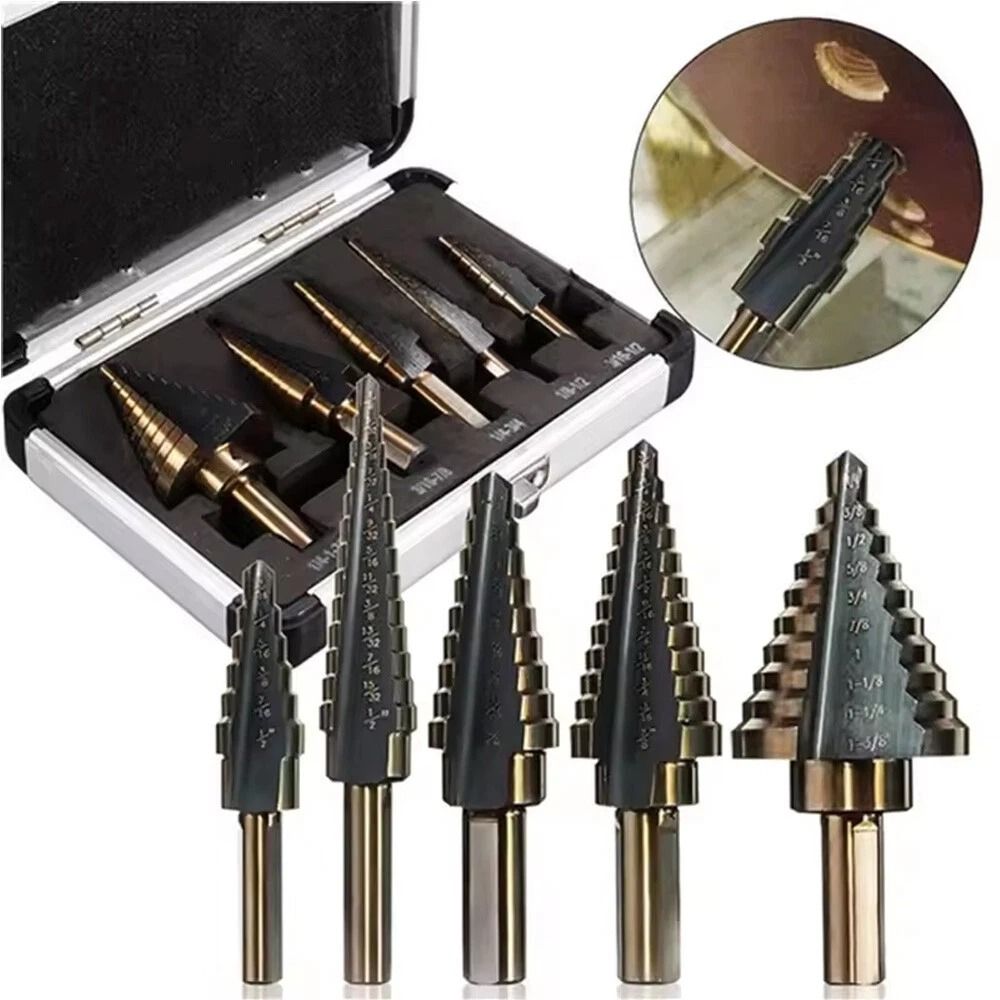 HSS Step Drill Bit Set Titanium Cobalt Cone Cutters for Metal