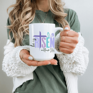He Is Risen Easter Coffee Mug - Religious Christian Resurrection Gift Cup