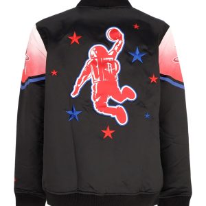 Jacket Bomber Man Nba Ce Snap Satin Jacket Houroc Black/original Team Colors