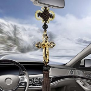 Jesus Cross Rear View Mirror Pendant for Christian Car Decor