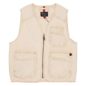 Man Canvas Acid Vest Vintage White