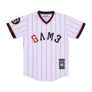 Man Vneck Baseball Jersey White/black/red