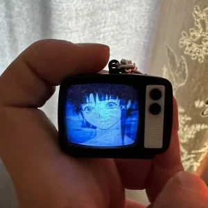 Mini Retro TV Anime Keychain Bag Charm for Cosplay Fans