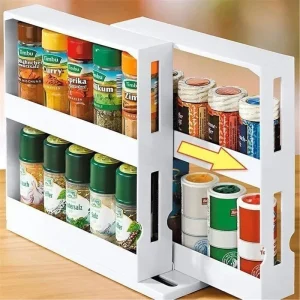 Multi-Function Rotate Spice Storage Rack, Seasoning Organizer Shelf, Kitchen Bathroom Storage Solution
