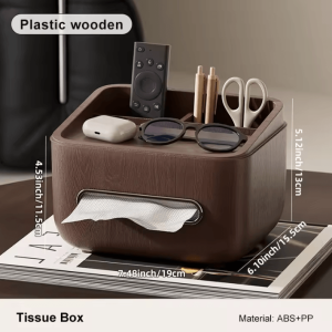 Multi-Functional Desktop Tissue Box Organizer with Storage Compartments