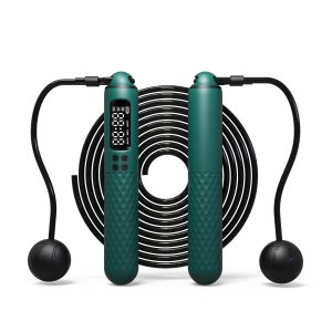 New Rechargeable USB Jump Rope, Adjustable Wire Rope, Digital Wireless Trainer with Calorie Counter