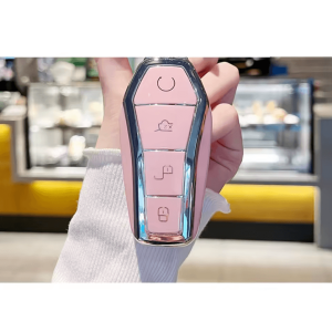 Pink BYD Smart Key Fob Cover with Keychain