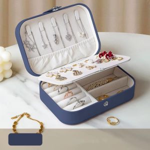 Portable Jewelry Storage Box Travel Organizer Leather Jewelry Case For Earrings Necklace And Ring Display