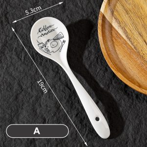 Premium Ceramic Soup Spoon Long Handle Multi Purpose Kitchenware