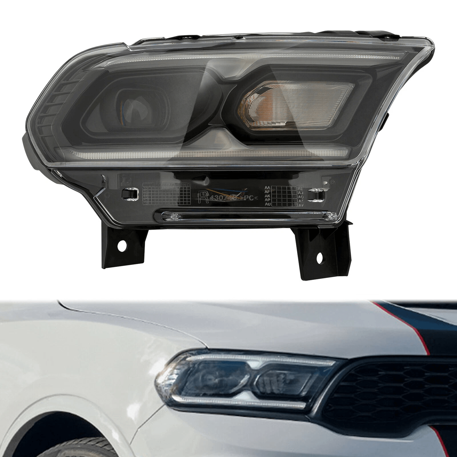 Premium Passenger Right Side LED Headlight for Dodge Durango with DRL