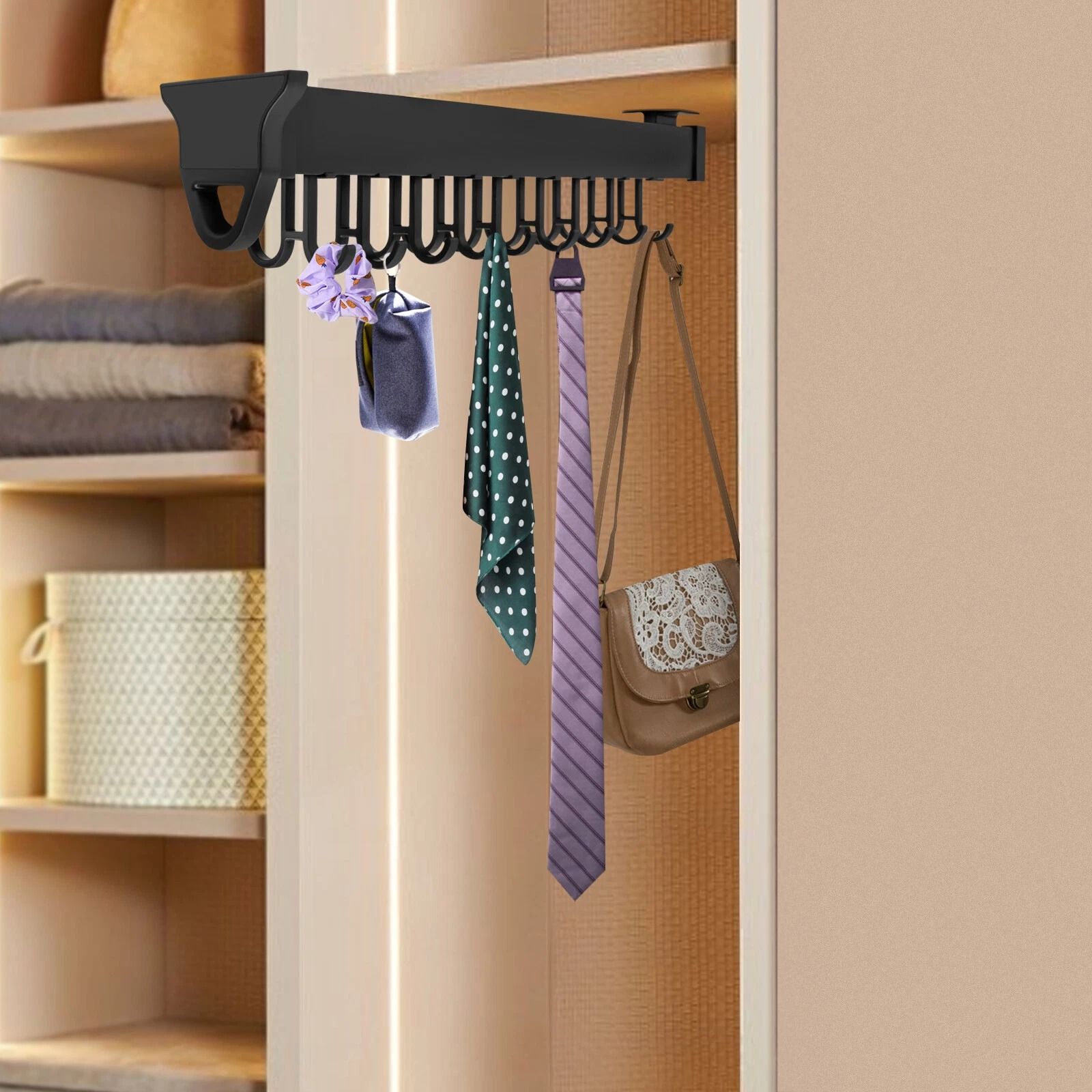 Pull Out Pot Rack Kitchen Cabinet Organizer Black
