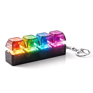 RGB 4-Key Keyboard Fidget Toy - Clicky Stress Relief Keychain with LED Lights
