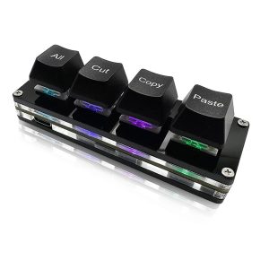 RGB Mini Macro Pad Keyboard - 4-Key Copy Paste Shortcut Mechanical Keypad