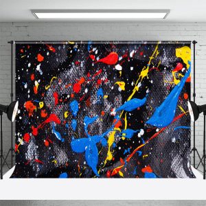 Red Blue Splash Ink Graffiti Wall Photo Backdrop - Aperturee