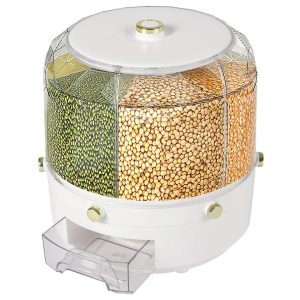Rotating Grain Dispenser & Rice Storage Container Multi Dry Food Organizer