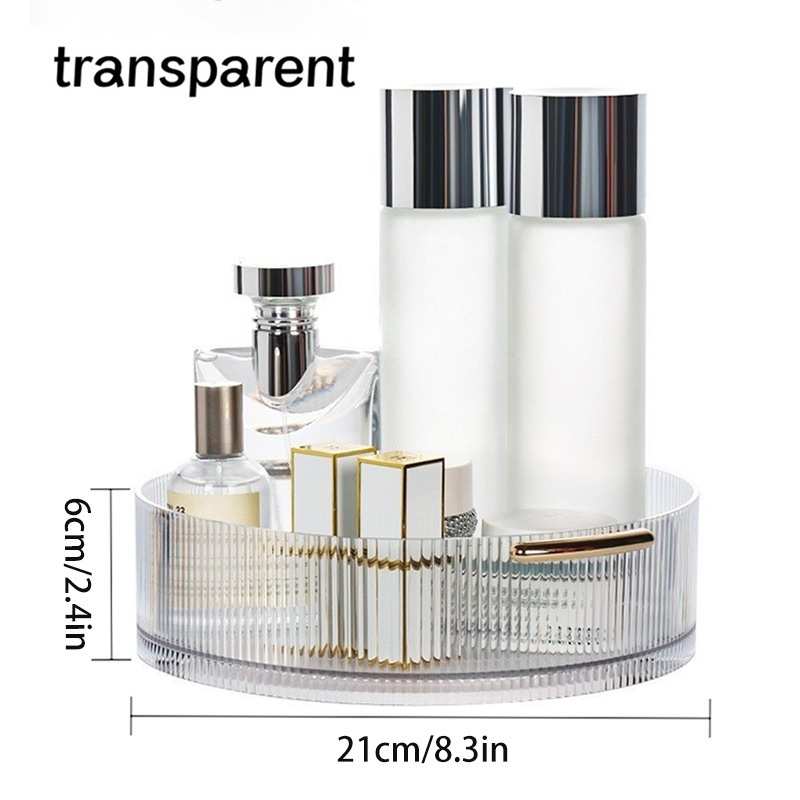 Rotating Turntable Desktop Storage Box, Rotating Cosmetic Storage Box, Large Capacity Round Transparent Tray