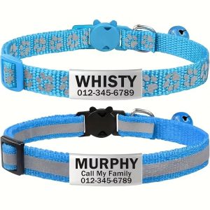 Safety-First Personalized Reflective Cat Collar Set