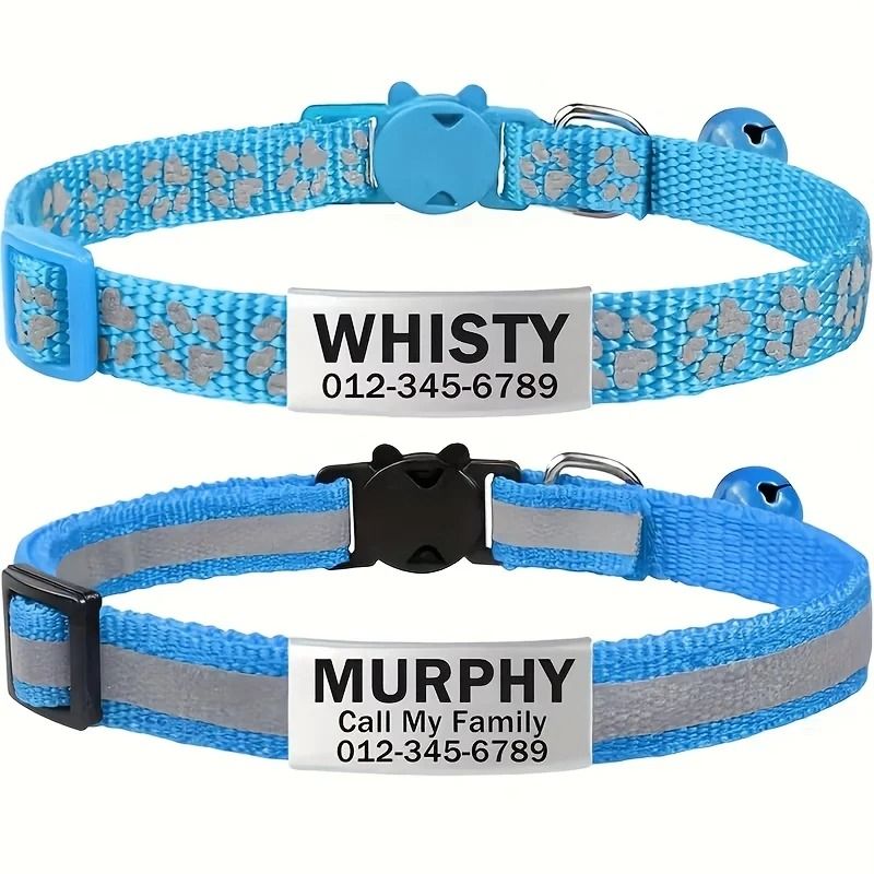 Safety-First Personalized Reflective Cat Collar Set