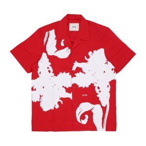 Shirt Sleeve Short Man Big Flower Shirt Red/white