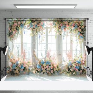 Spring Colorful Floral Window Backdrop For Wedding