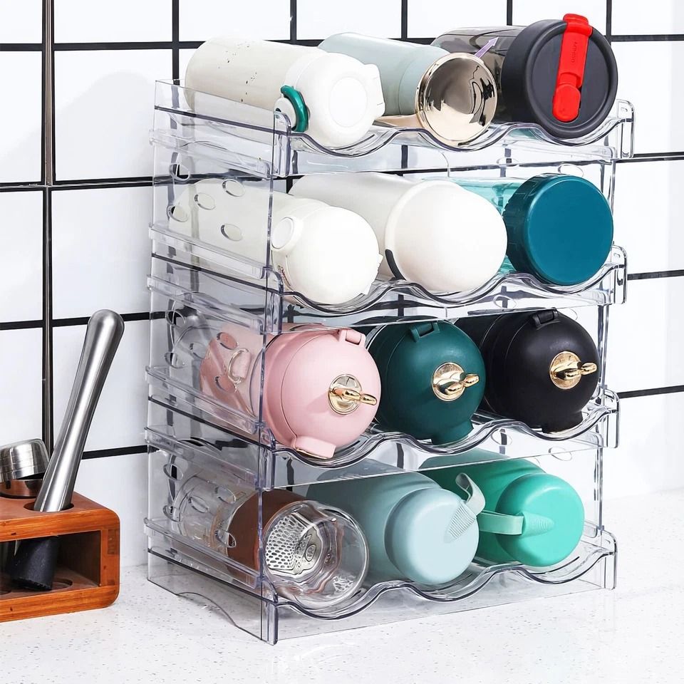 Stackable Bottle Storage Rack, Bottle Wine & Drink Holder, Transparent Shelf Organizer