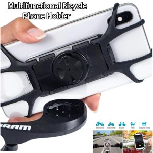 Universal Shockproof Mount for Motorcycle, Multifunctional Bicycle Phone Holder, Garmin Edge, SRAM, Secure Silicone Grip
