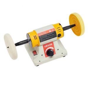 Variable Speed Bench Buffer Polisher with Buffing Wheels for Metal Wood Jewelry
