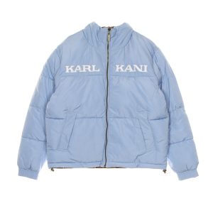 Women's Down Jacket Retro Reversible Puffer Jacket Light Blue/brown