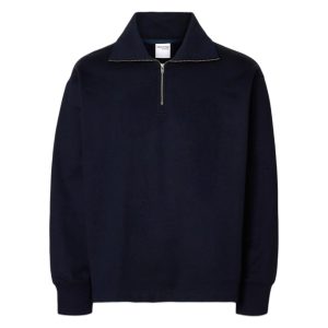 phenol Selected Homme relax aron ls half zip sweat - navy