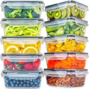 10-Piece Premium Kitchen Food Storage Containers Set with Labels & Marker