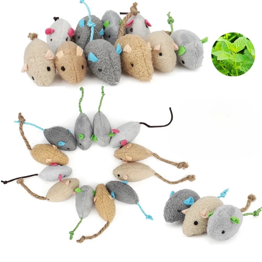 12-Piece Multi-Color Rattle & Catnip Mouse Bulk Pack