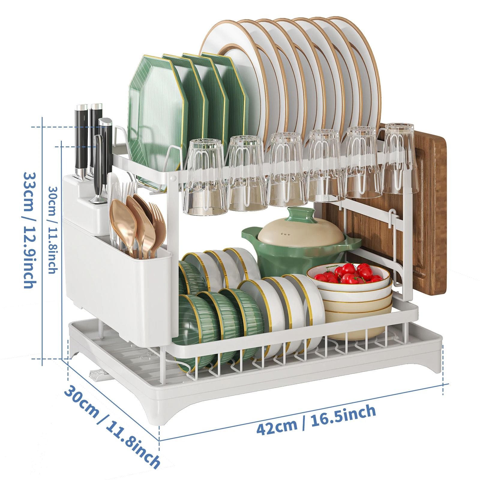 2-Tier Heavy-Duty Dish Drying Rack & Kitchen Storage System