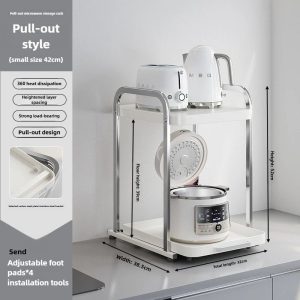2-Tier Pull-Out Microwave & Kitchen Appliance Storage Rack