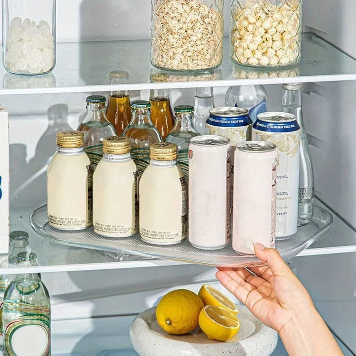 360° Rotating Refrigerator & Spice Storage Tray