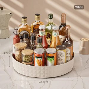 360° Rotating Spice Rack Turntable - Non-Slip Kitchen Cabinet Lazy Susan Storage Organizer
