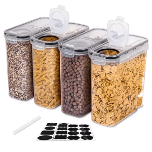4-Piece Airtight Rice & Cereal Storage Container Set - Easy-Pour Pantry Organizers