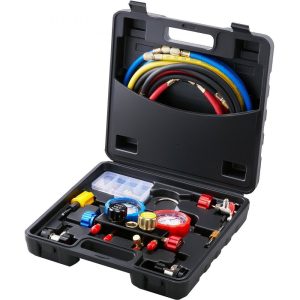 4-Way AC Manifold Gauge Set for R134A R22 R12 R410A with 5ft Hoses & Quick Couplers