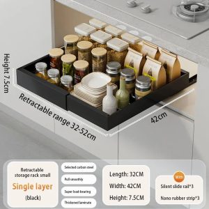 Adjustable Slide Out Cabinet Shelf for Kitchen Storage