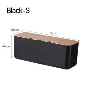 Bamboo Cable Management Box for Desk Clean Wire Organizer