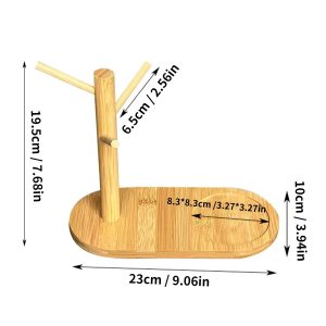 Bamboo Mug Tree Holder with Non-Slip Base | Coffee Mug Rack Stand for Kitchen Counter
