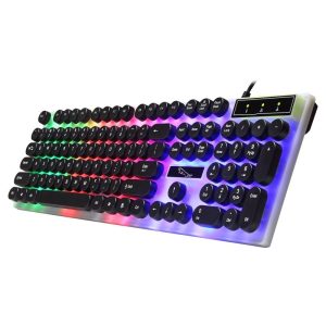 Chasing Leopard G21 Retro Round Keycap Mechanical Feel Keyboard with Colorful Backlit Keyboard Design