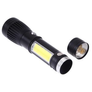Compact USB Rechargeable LED Flashlight Torch Long Lasting Portable Light