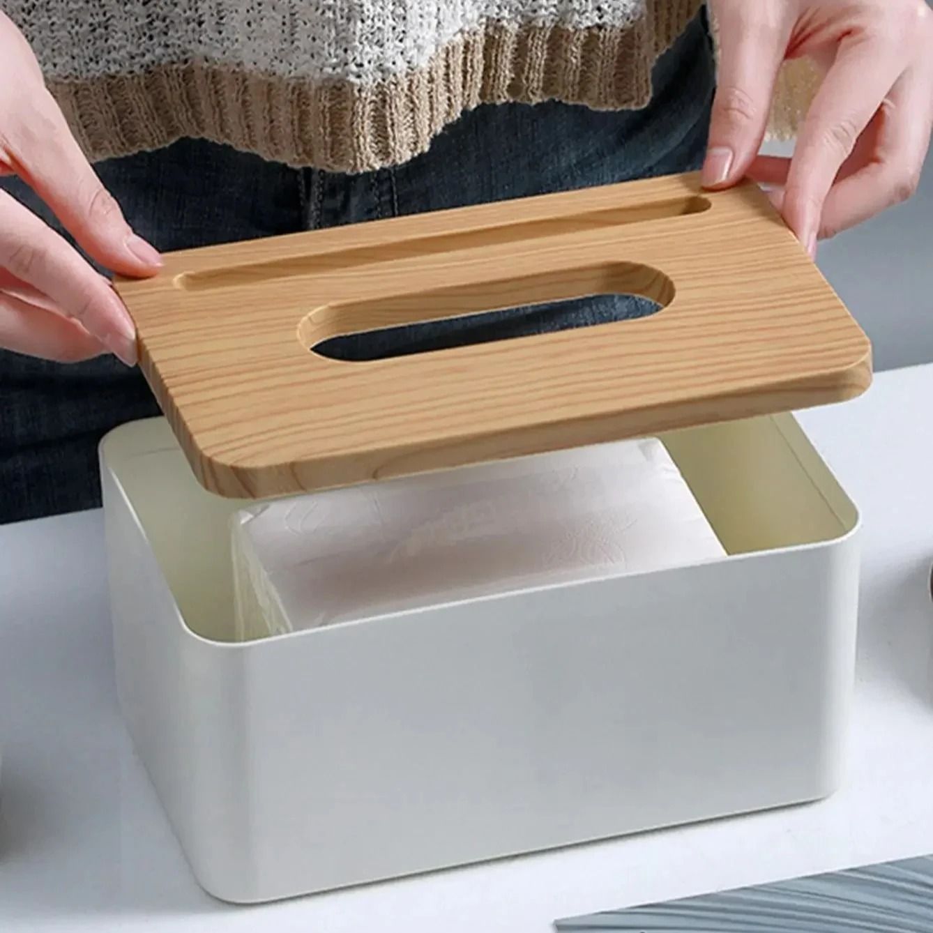 Creative Spring-Loaded Automatic Lift Tissue Box Holder Bracket