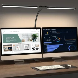 Dimmable Clip Desk Lamp, Double & Single Head LED Computer Table Lamp, Monitor Light, Architect Reading Light for Office