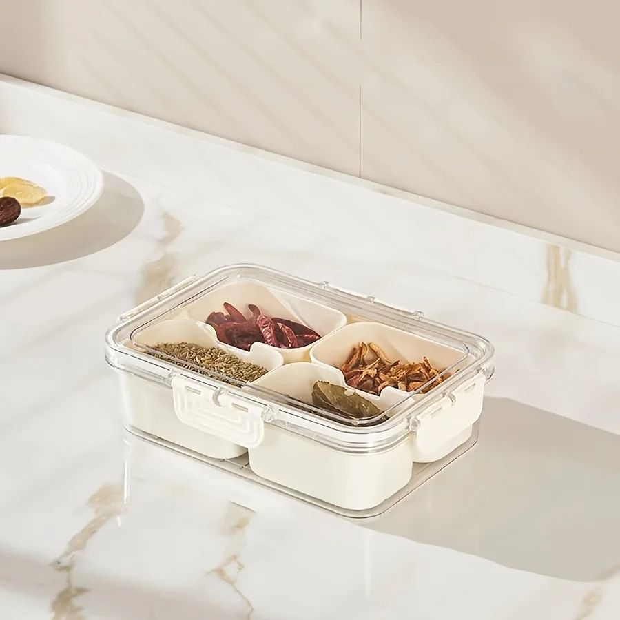 Divided Rotating Snack Serving Tray with Lid and Handle