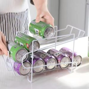 Double-Layer Rolling Soda Can Dispenser and Beverage Storage Rack
